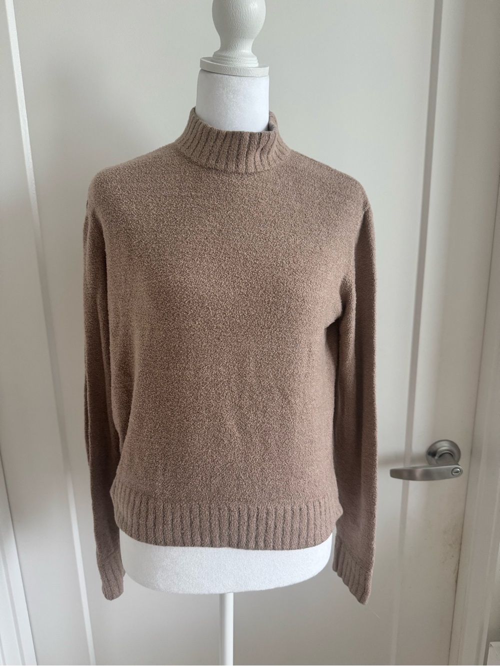 Spiritual Gangster Women’s Cozy Mock Neck Sweater - Taupe